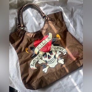 Y2K Ed Hardy Nylon Shoulder Bag